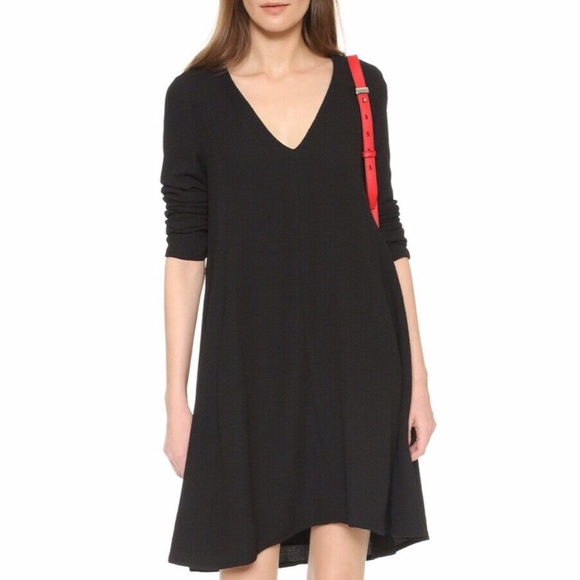 See By Chloe Black Long Sleeve Textured Jacquard Dress